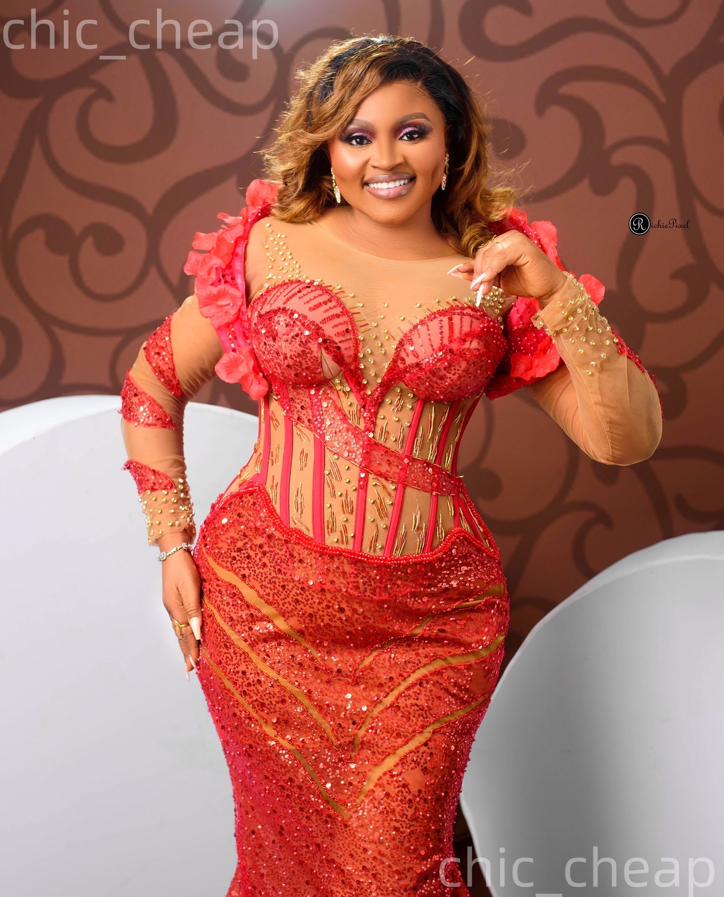 Aso Ebi Red Mermaid Prom Dresses 2026 Crystals Flowers Illusion Evening Formal Party Second Birthday Engagement Gowns Plus Size Dress For Special Occa