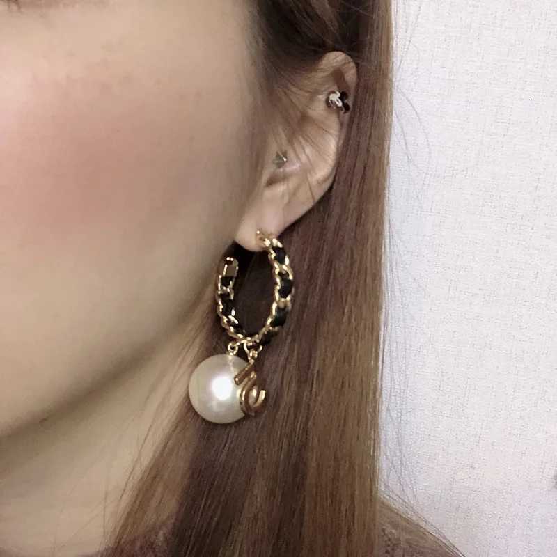 Korean Tren Handmade Rope Pearl Circle Stud Earring Jewelry for Wen Y251210