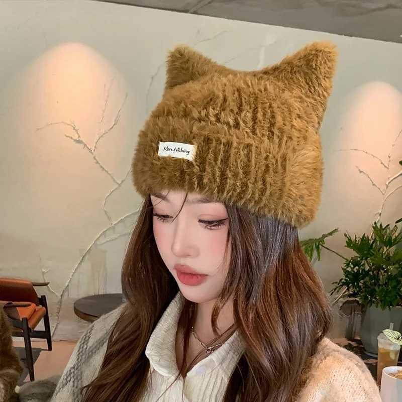 Luxury Winter New Cute Cats ears Steamed cat-ear shaped bread Ear Protection Cold Hat Thickened Warm Hat Womens Windproof Plush Hat Y251209