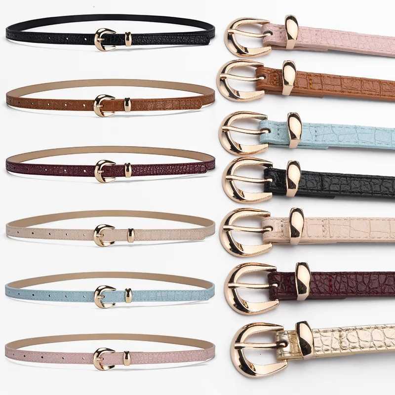 Luxury Blue Pu Leather Thin Belt Womens Fashionable Casual Jeans Dress Accessories Belt Simple Design Gold Pin Buckle Waistband Y251210