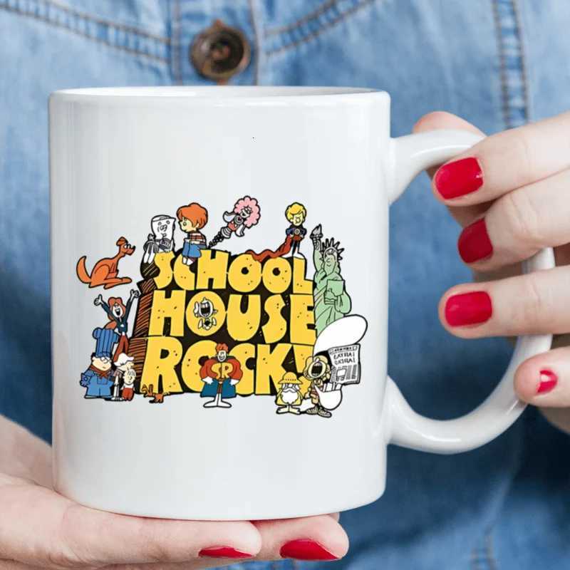 1pc SCHOOLHOUSE ROCK White Ceramic Funny Mug Summer and Winter Drinking Mug Perfect Birthday Christmas and New Year Gift C251210