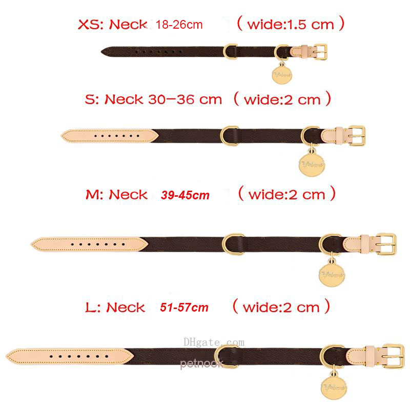 Designer Dog Collars Leash and Dog Bags Holder Luxury Leather Dog Collar with Metal Charm Classic Old Flower Pet Leash for Small Large dogs Fashion Do