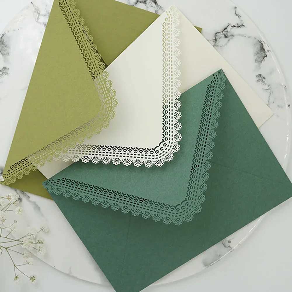 5pcs Vintage Western Envelopes Kawaii Hollow Lace Letter Pads Bag Wedding Party Invitation Cards Cover Envelopes for Letter Pads H251210