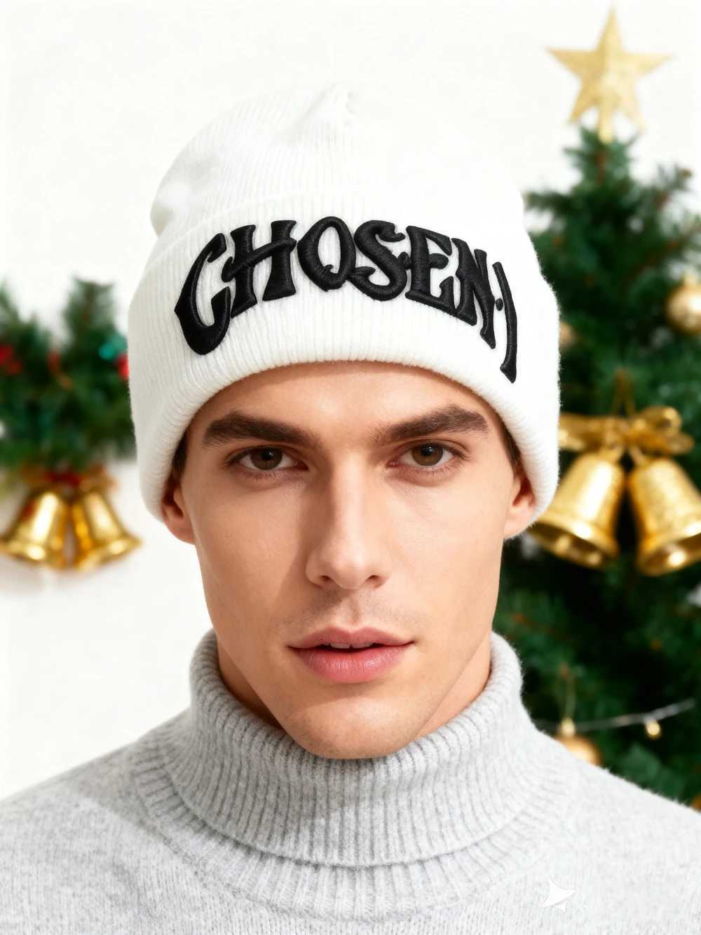 Luxury 1pcCHOSEN Embroidered Beanie Soft Stretchy Lightweight Winter Hat for Men Women Outdoor Hip Hop Fashion Y251209