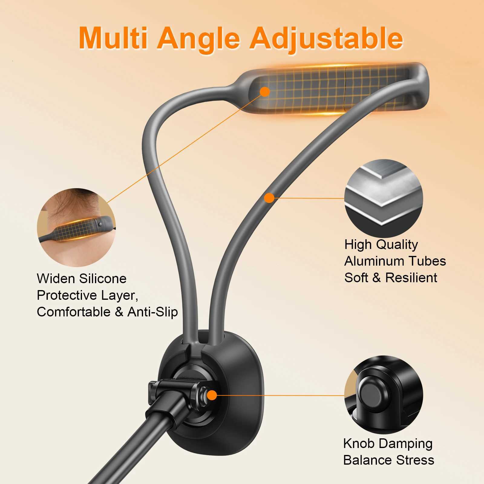 Oatsbasf Neck Mount Phone Holder for Relax Adjustable Bended Cellphone Holder Hands Bracket for 47-7in Smartphones C251210