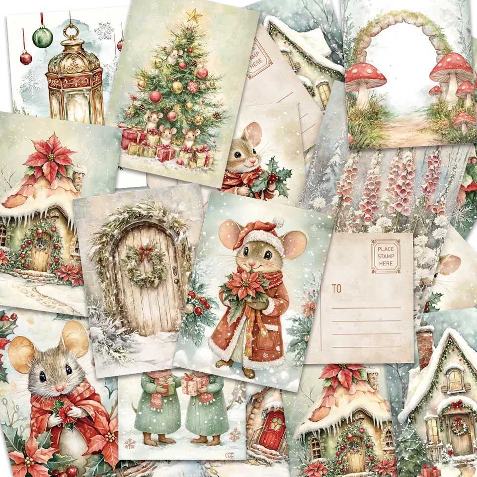 32pcs Christmas Postcards Set Snowy Scene Cozy Cabin Design High-Quality Thick Cardstock Perfect Holiday Gift for Students H251210
