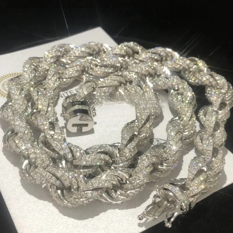 Designer Necklace Pass Test VVS Chains 12Mm 18-24Inch Sterling Sier for woman man Full Moissanite Rope Chain Necklace For Women/Men Nice Gift 2026