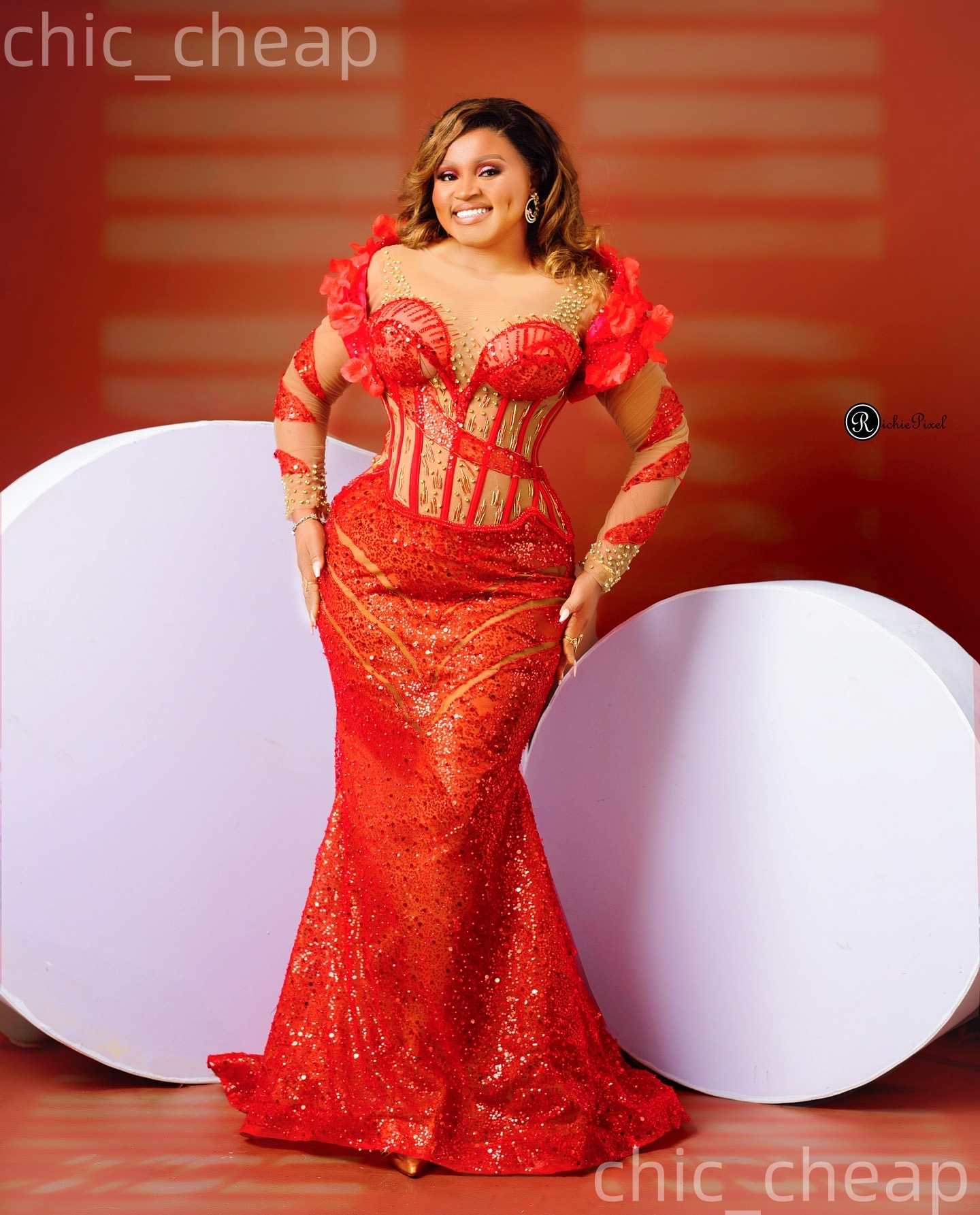 Aso Ebi Red Mermaid Prom Dresses 2026 Crystals Flowers Illusion Evening Formal Party Second Birthday Engagement Gowns Plus Size Dress For Special Occa