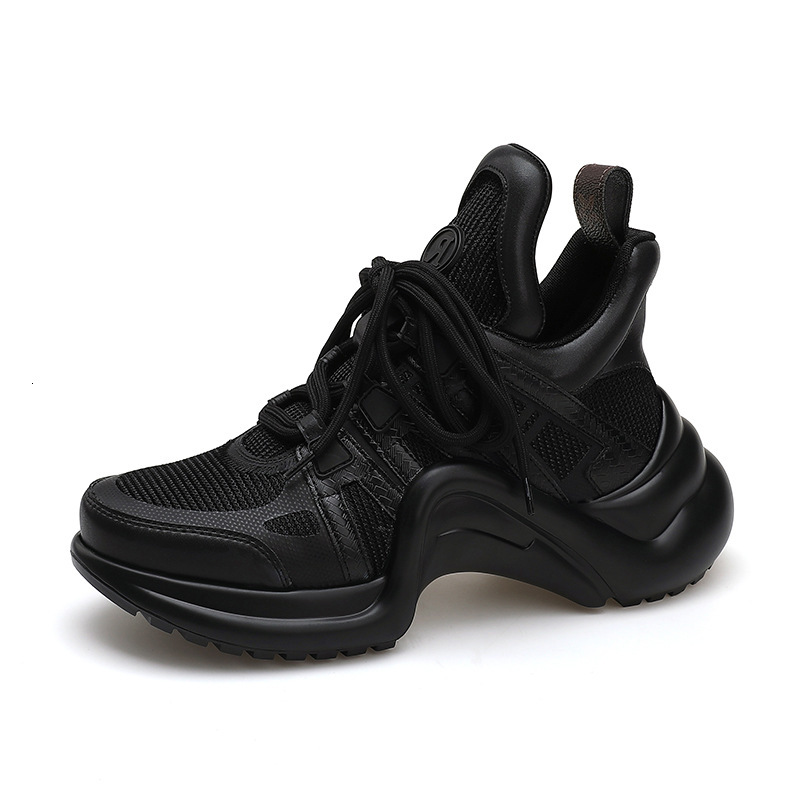 Designer Shoes Sports Bow-Shaped Dad Thick-Soled Height-Increasing Genuine Leather Casual Color-Block Breathable Women's Shoes