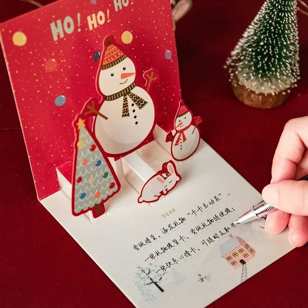 5/1PCS 3D UP Christmas Greeting Cards with Envelope Friend Family Blessing Postcard Birthday New Year Christmas Decoration H251210
