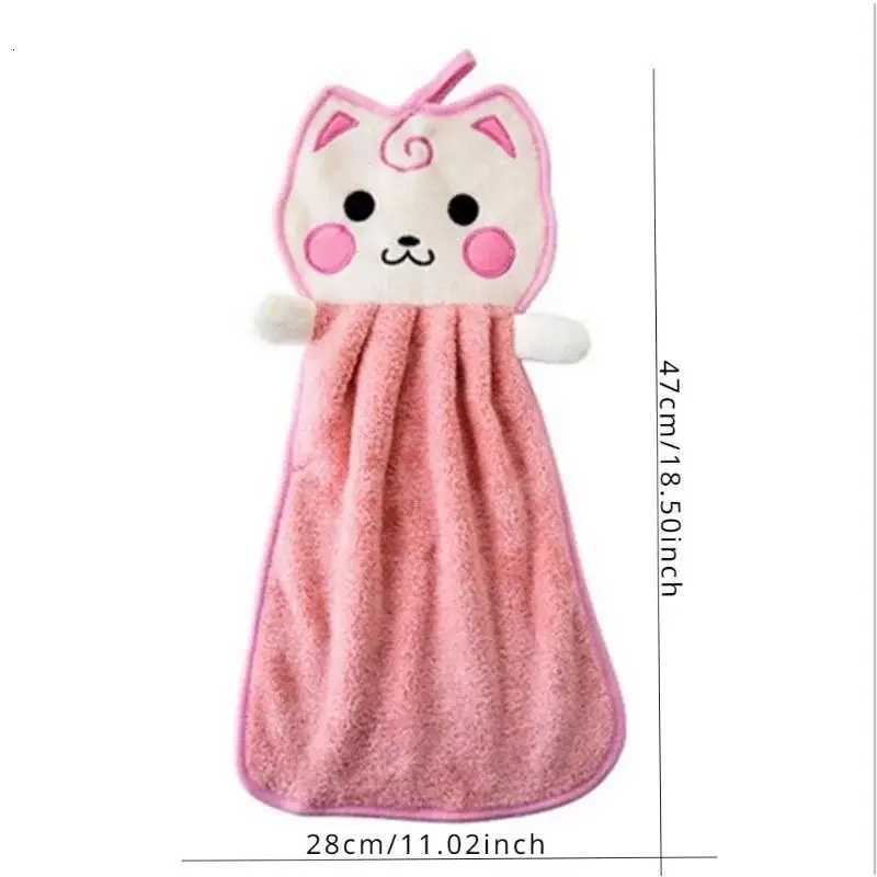 Cartoon Cat Hand Towel Thickened Kitchen Bathroom Coral Velvet Cloths Towels Home Quick Drying Children Cleaning Dishcloth New C251210