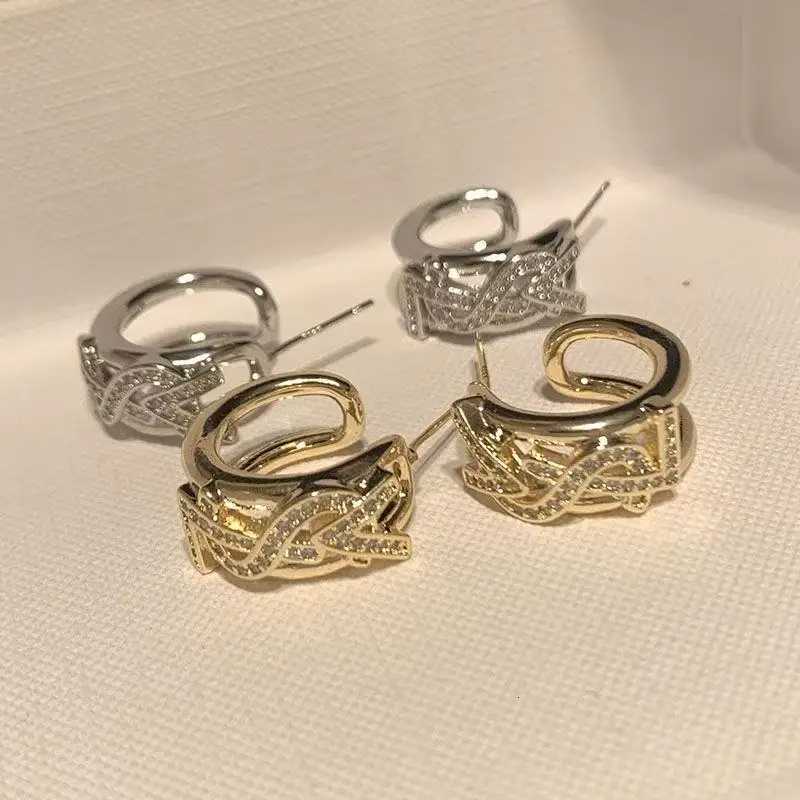 2026 Luxury Letter Earrings Gold Plated Hollow Circle with Zircon High-End Shiny Studs for Wen 1 Pair Y251210