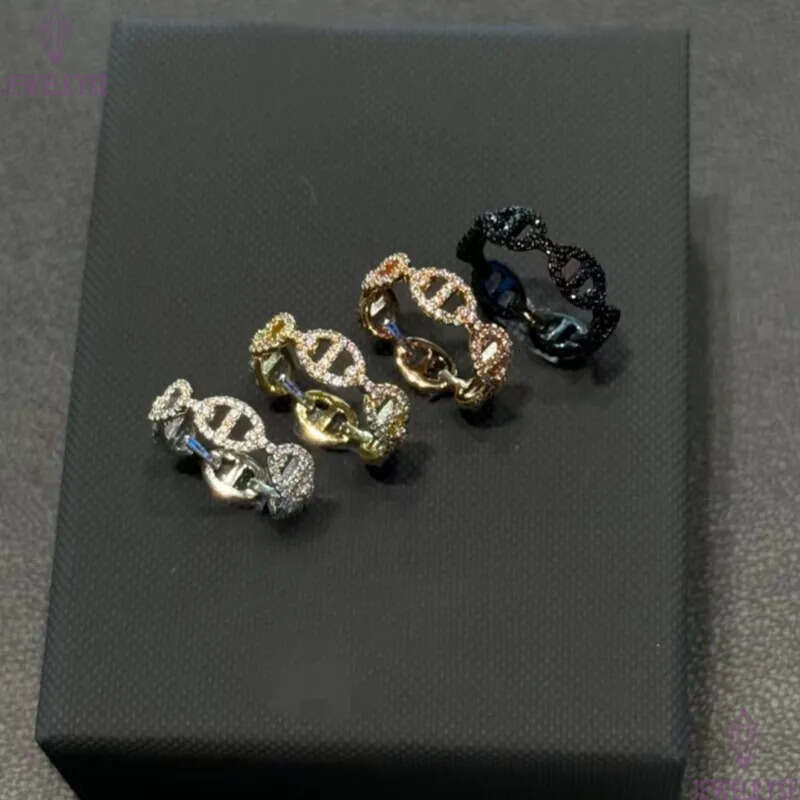 luxury classic letters pig nose ring for women shine crystal bling diamond charm elegant letter love rings jewelry