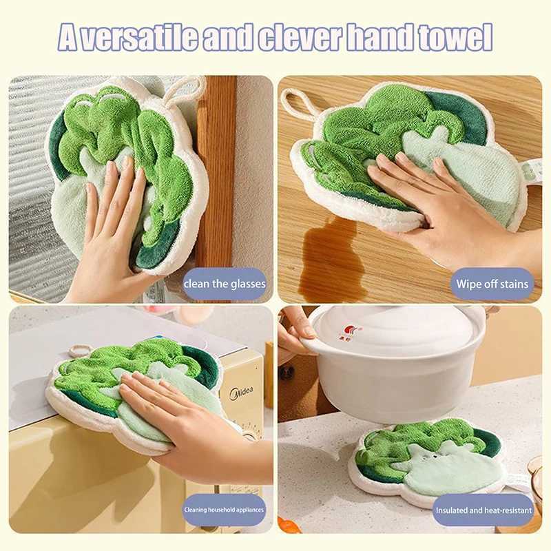 Hand Towel Cartoon Wipe Handkerchief Rag Vegetable Shape Towels For Wiping Hands Thickening Absorbent With Hanging Loop C251210