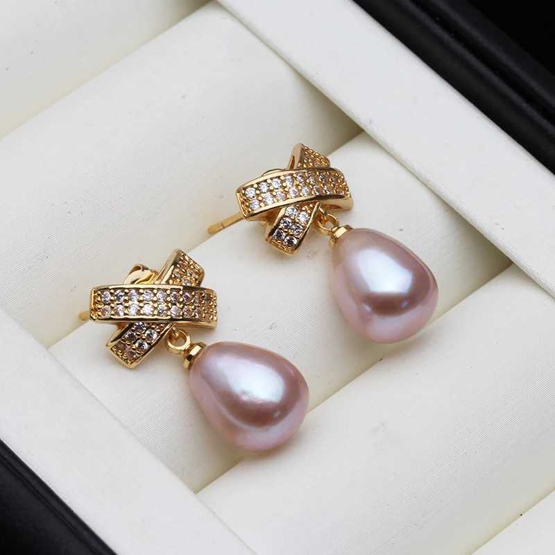 Tren White Natural Pearl Wan EarringsWedding Bridal Fresh water Pearl Earrings Sier 925 Jewelry Annniversary Gift Black Y251210