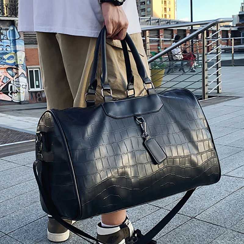 Travel Tote Ste Pattern WenS Handbag Gym Fitness Bag Man PU Leather Duffle Lage Shoder Sports Weekend Outdoor Bag Y251209
