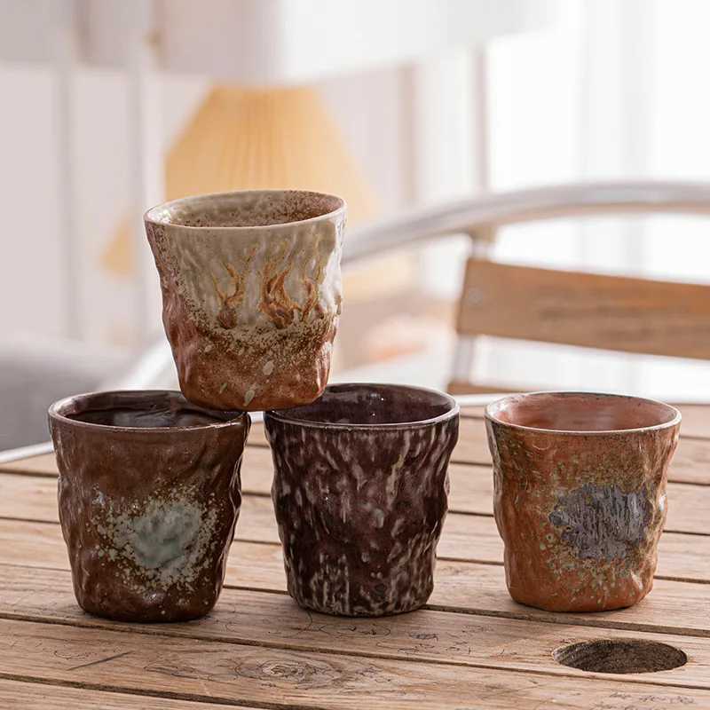 Retro Coarse Pottery Kiln Flowing Glazed Teacups Japanese Coffee Mug Cups Living Room Coffee Table Decoration Accessories C251210