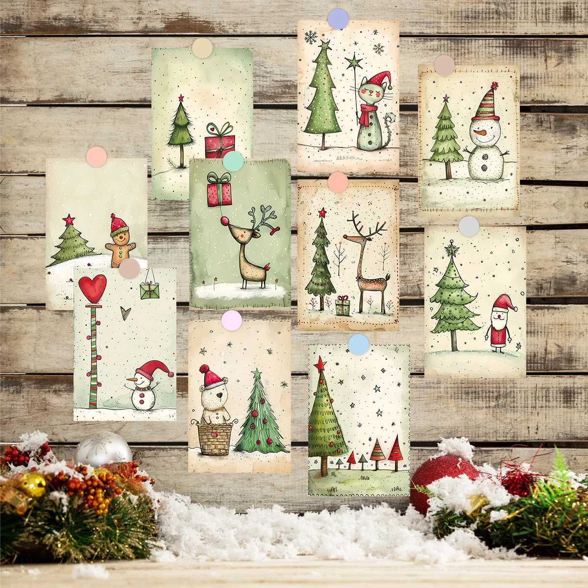 20pcs Christmas Decor Postcards With StickersFor Christmas He Off Wall Art DecorDiy Christmas CraftsGift Wrapping Cards H251210