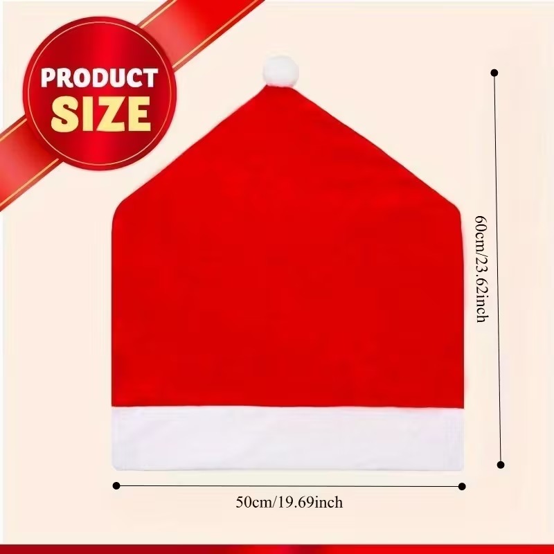 Christmas Chair and Tableware Set, 12 Pieces - Festive Red Santa Hat Design, Perfect for Holiday Dining and Party Decorations