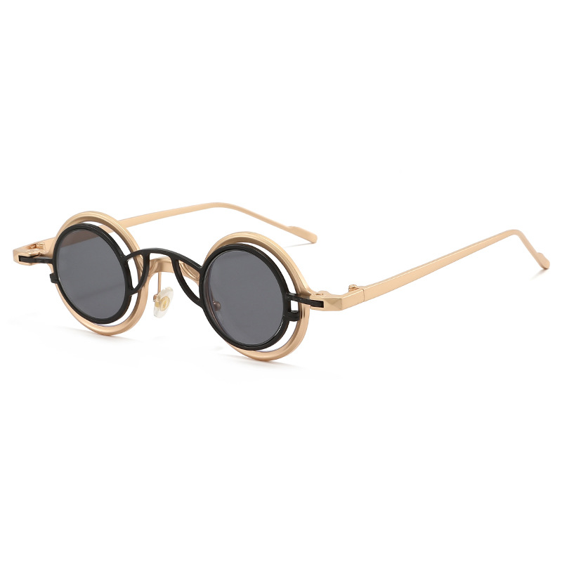 Retro-inspired small round-frame detachable sunglasses Cross-border fashion metal sunglasses Premium-quality personalized street-style eyewear
