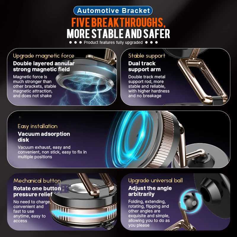 360Rotatable Magnetic Car Mount Phone Holder Lazy Mti-functional Foldable Vacuum Phone Stand Bracket For iOS Androi 2026 C251210