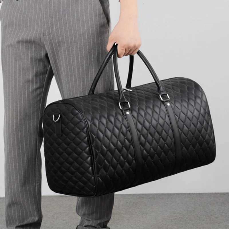Travel Tote Business Large Capacity Handbag Gym Fitness Man PU Leather Lingge Duffle Lage Sports Weekend Outdoor Boarding Bag Y251209