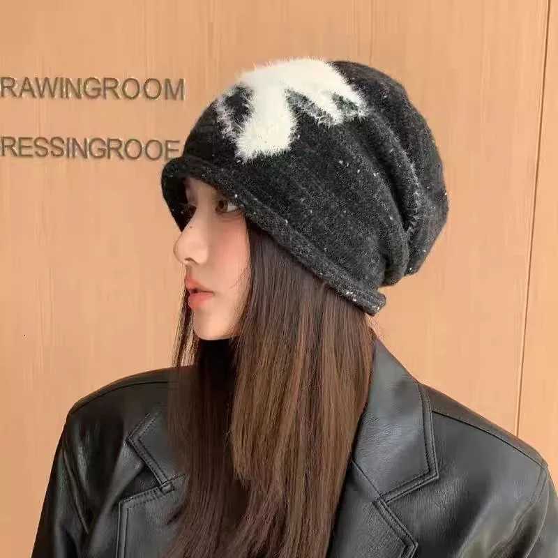 Luxury Womens Woolen Hat with Large Head Circumference Rolled Edge High-End Feel Autumn Winter Bow-Knot Knitted Cold Hat Slouchy Hat Y251209