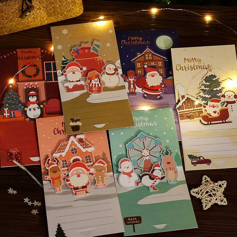 1/2/4 Pack 3D Christmas Stereo Greeting Cards Thanksgiving Holiday Blessings DIY Christmas Blank Cards with Envelopes H251210