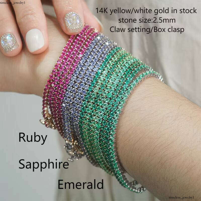 VVS Moissanite China Wholesale Starsgem Round Luxury Engagement 14k Yellow White Gold Lab Gemstone Emerald Ruby Sapphire Tennis Bracelet