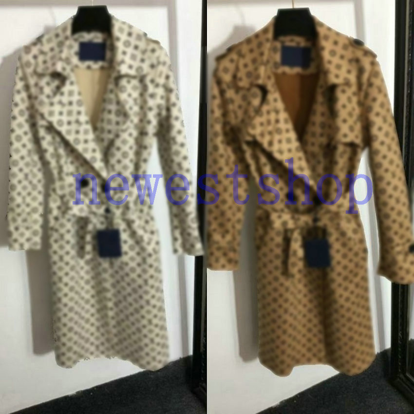 Autumn womens trench coats designer luxury Women Windbreaker classical letter jacquard jacket Color matching Loose Long Belt Coat Female Windbreakers