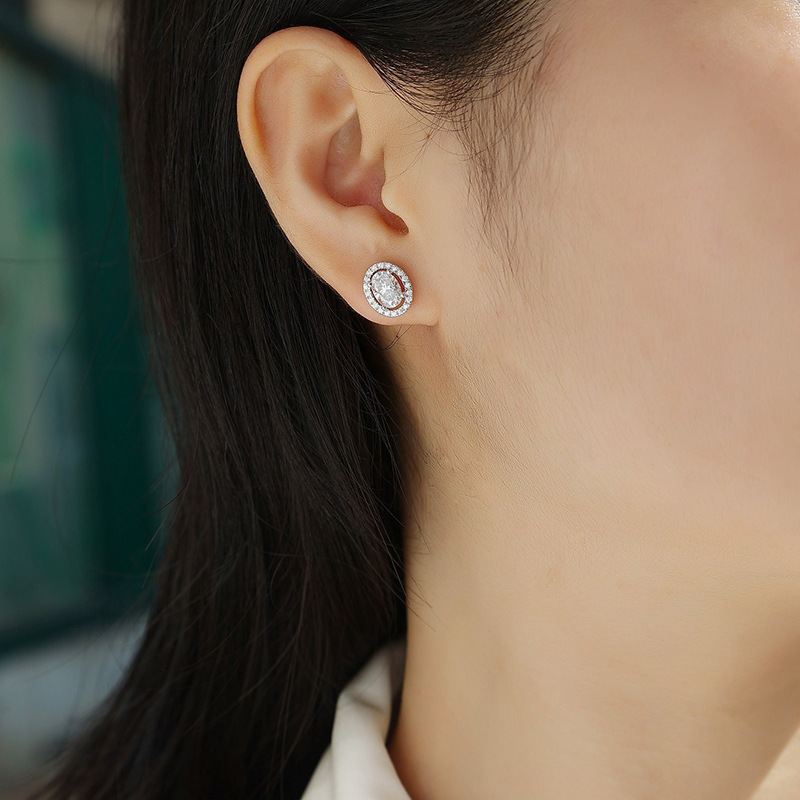 Choucong Ins Top Sell Stud Earrings Luxury Jewelry 925 Sterling Silver Oval Cut 5A Cubic Zircon CZ Diamond Gemstones Party Elegant Women Wedding Earri