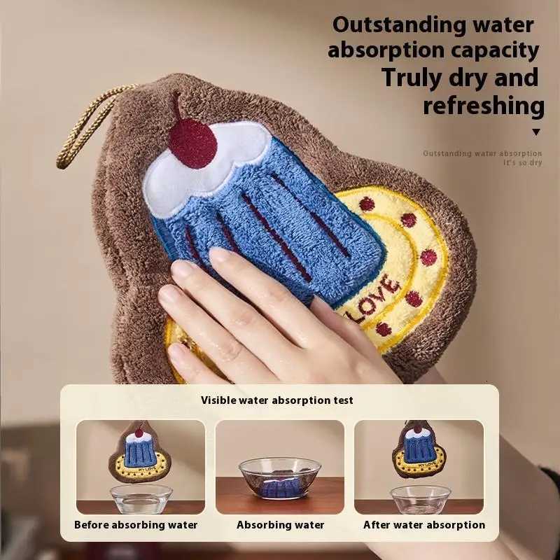 Kitchen Hand Towel Bathroom Absorbent Hand Towel Wall Hanging Cloth Thickened Handkerchief For Kitchen Hand Towel Cleaning Cloth C251210