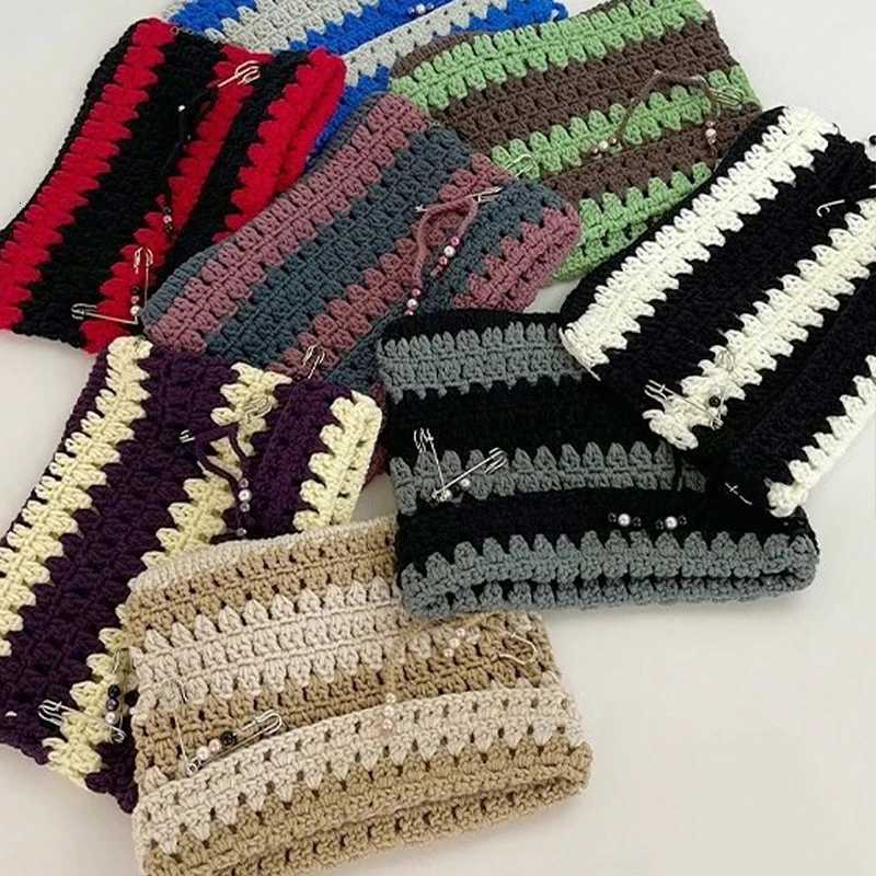 Luxury Neutral Hand Crocheted Knitted Pullover Hat with Detachable Metal Pin Tassel Y2K Street Fashion Hip Hop Hollowed Punk Style Y251209