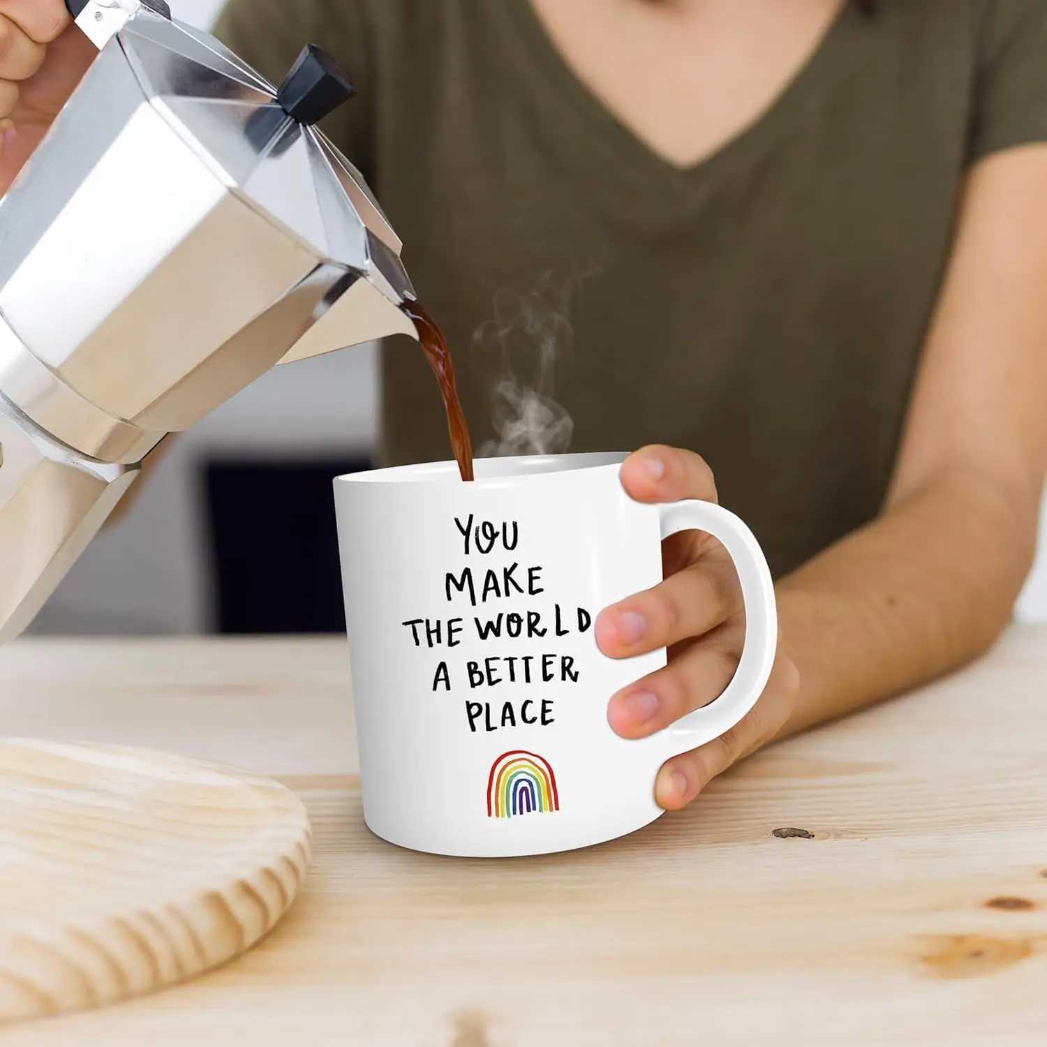 Inspirational Mug - You Make the World a Better Place Design Perfect Gift for Loved Ones Stylish and Heartfelt C251210