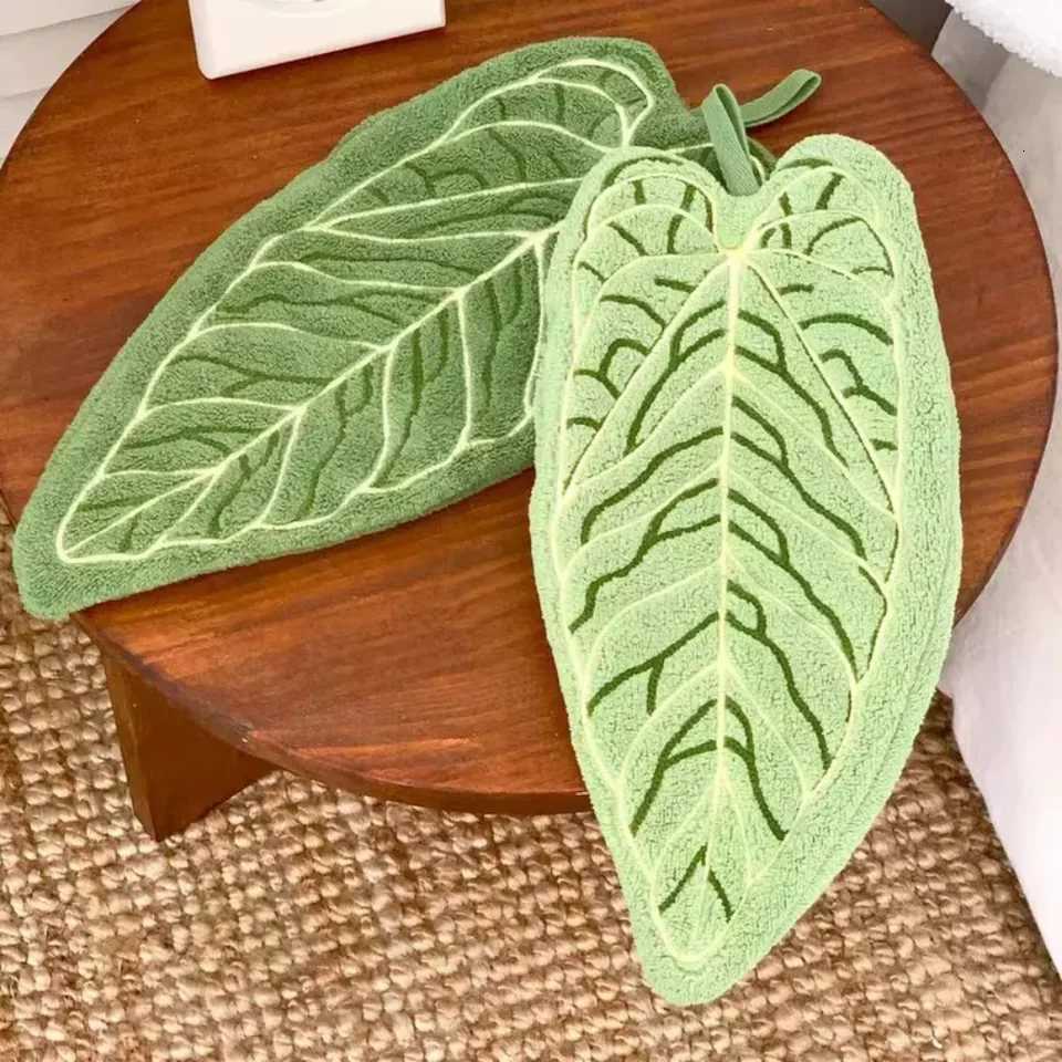 Super absorbent and quick-drying kitchen towel soft coral velvet tropical leaf print suitable for bathtub dry plate C251210