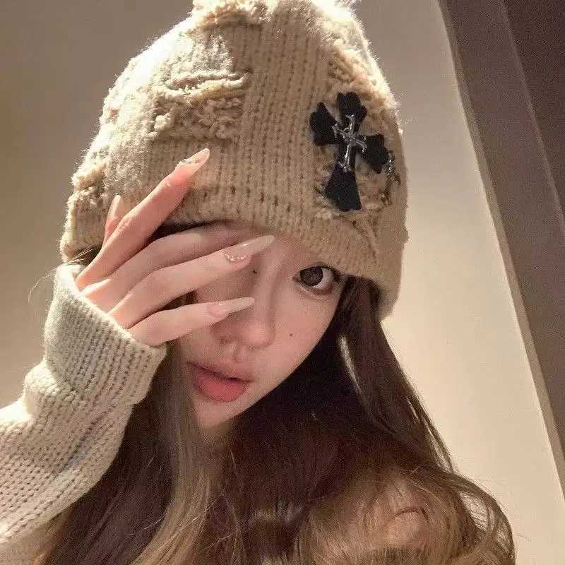 Luxury Knitted Fisherman Hat Womens Autumn Winter Fashion Retro Streetwear Bucket Hat with Leather Tag Post Apocalyptic Style Y251209