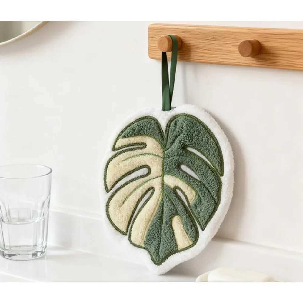 New Hot New plant leaf creative hand towel can be hung in kitchen bathroom thick handkerchief Gift C251210