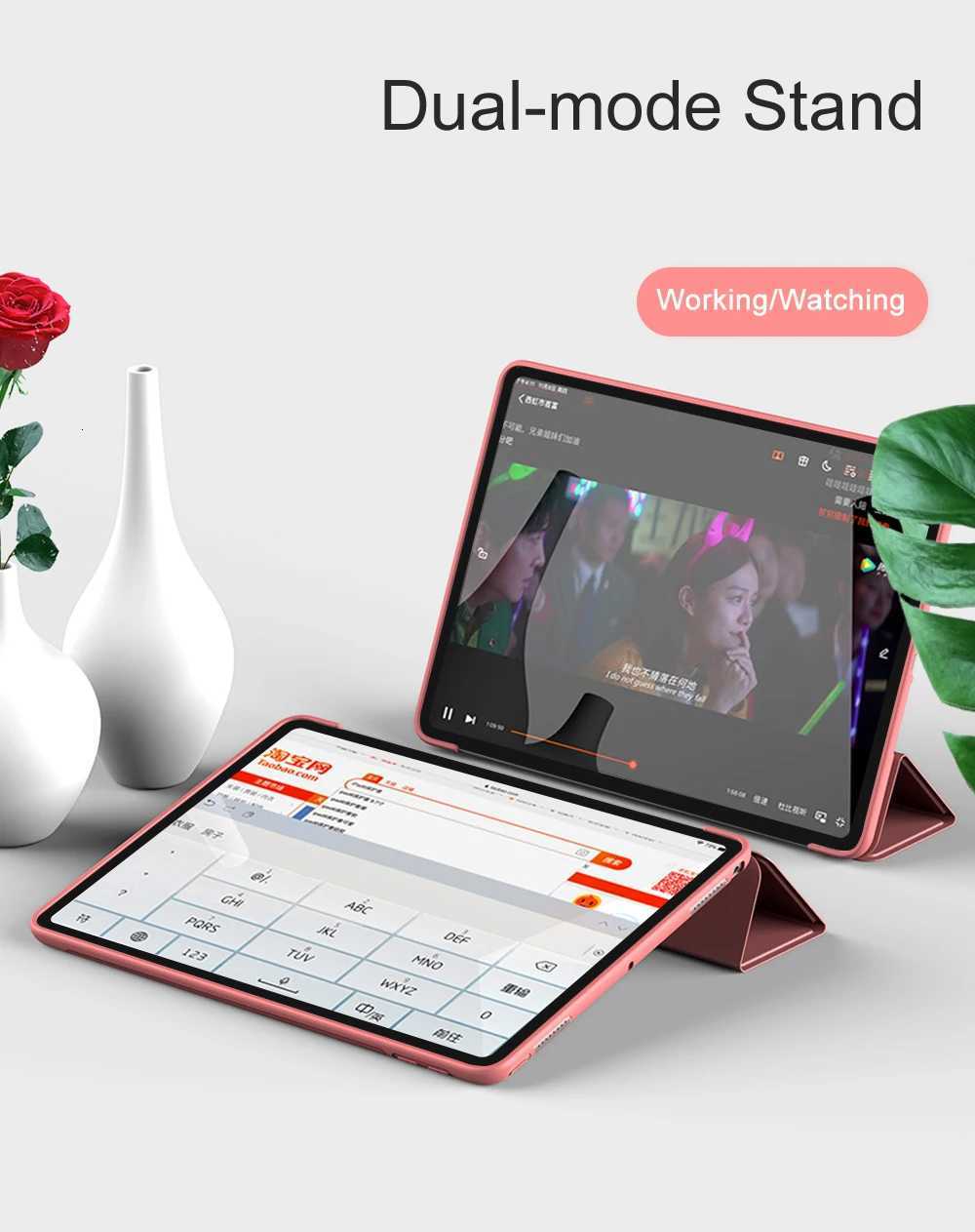 For iPad Air Pro MINI Case 3 4 5 6 7 8 9 10th Generation 3-fold Leather Tablet Sle Liquid Silicon Soft St1 129 13 Cover H251210