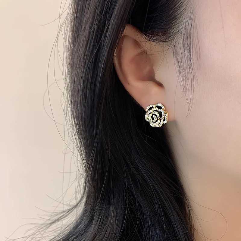 French Rantic and Elegant Black lia wer Micro Set Zircon Earrings 2025 Luxury Jewelry for Wens Exquisite Accorie Y251210