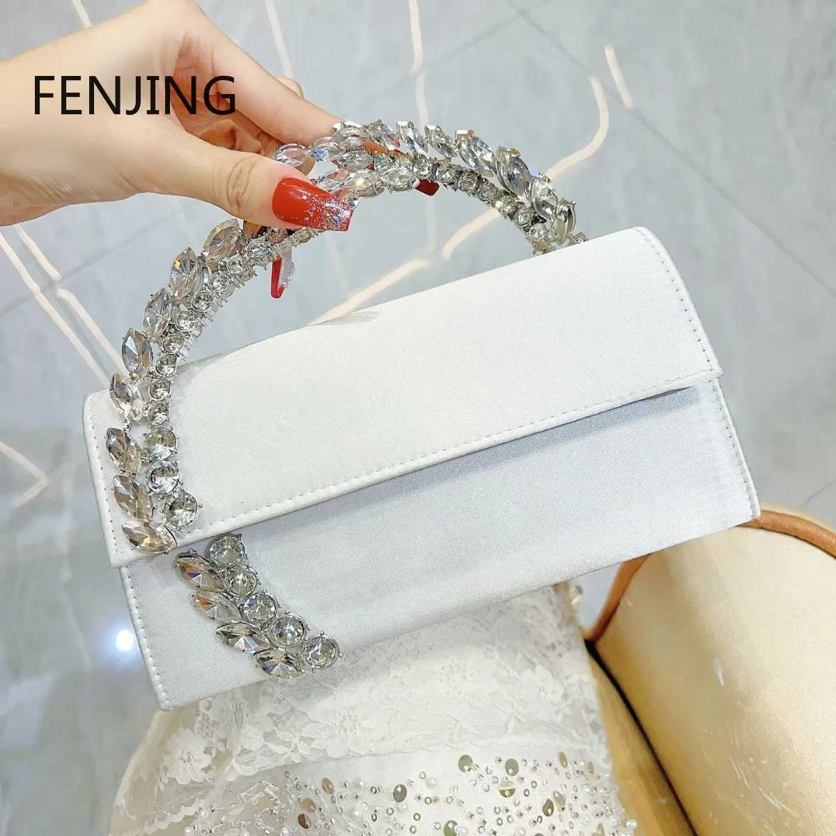 Luxury Satin Metal Handheld Women Handbag Crystal Shiny Rhinestones Diamond Evening Bags Wedding Party Clutch Purse Shoulder Bag K251210