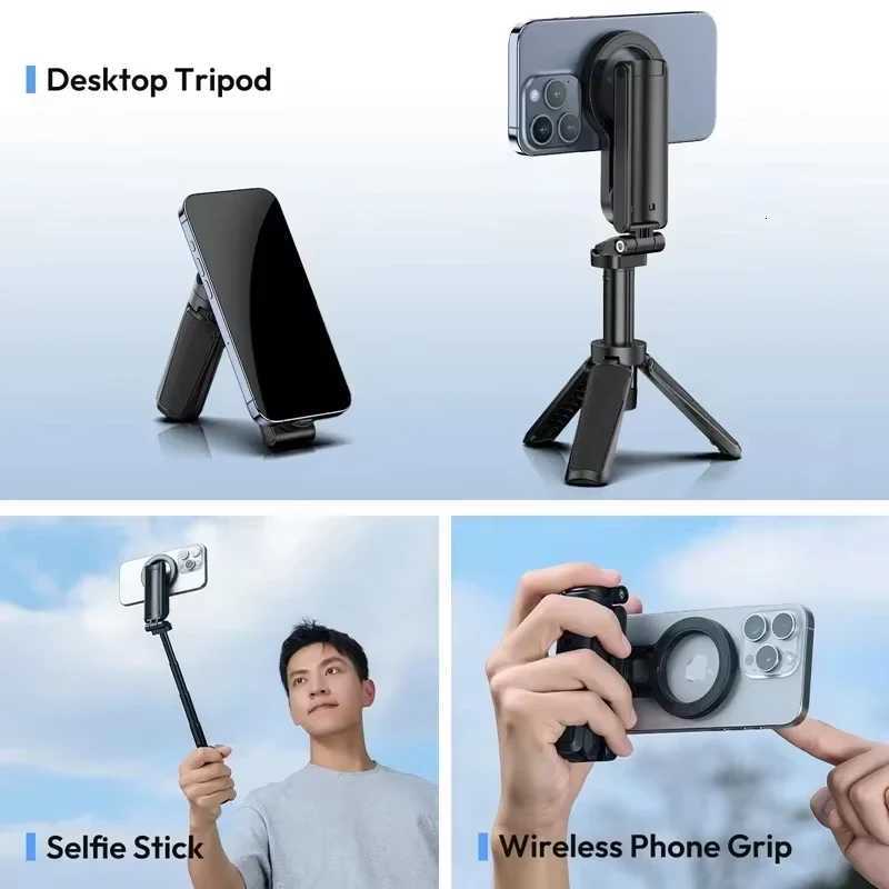 Magnetic Phone Tripod Wireless Phone Grip Selfie Stick Desktop Tripod for iPhone 12 13 14 15 16 Pro Max For phone holder C251210