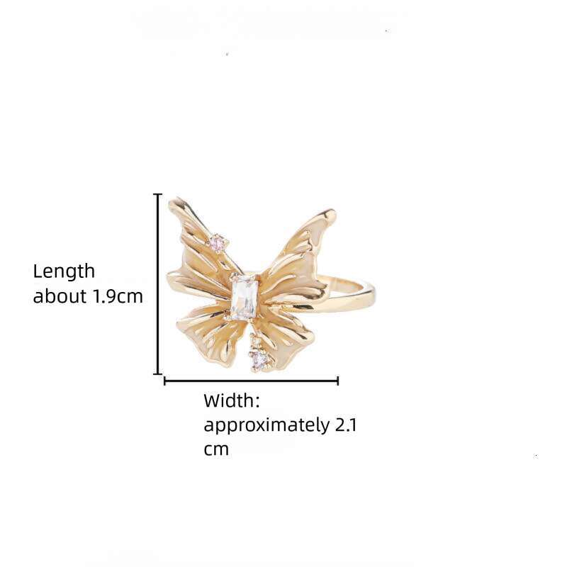 DHcollections Fashion Light Luxury gold Butterfly for Women, Ins Style Original Niche Design Sense Index Finger Ring, Versatile Open Ring