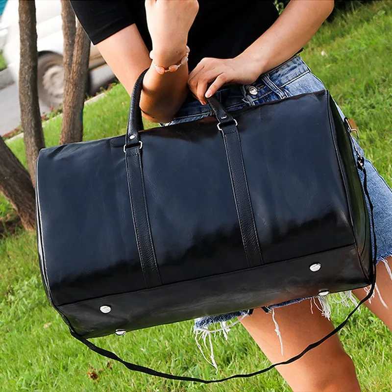 Leather Travel Bag Large Duffle Independent Big Fitness Bags Handbag Bag Lage Shoder Bag Black Men Fi Zipper Pu Y251209