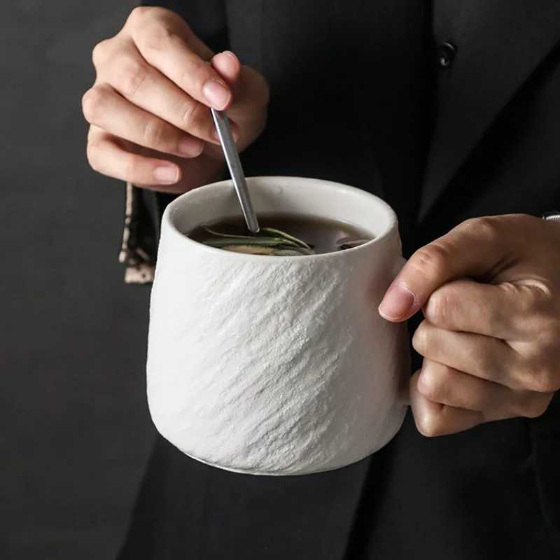 Simple Stone Texture Ceramic Coffee Cup 550ml Large Capacity Tea Cup Home Dessert Bread Milk Mug Office Mug Gift Home Decoration C251210