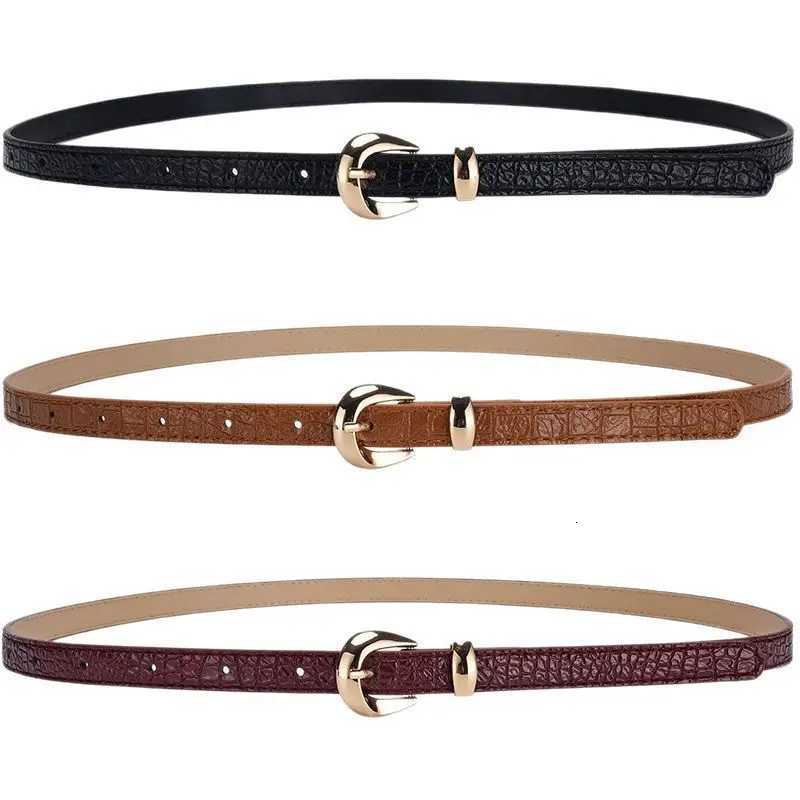 Luxury Blue Pu Leather Thin Belt Womens Fashionable Casual Jeans Dress Accessories Belt Simple Design Gold Pin Buckle Waistband Y251210