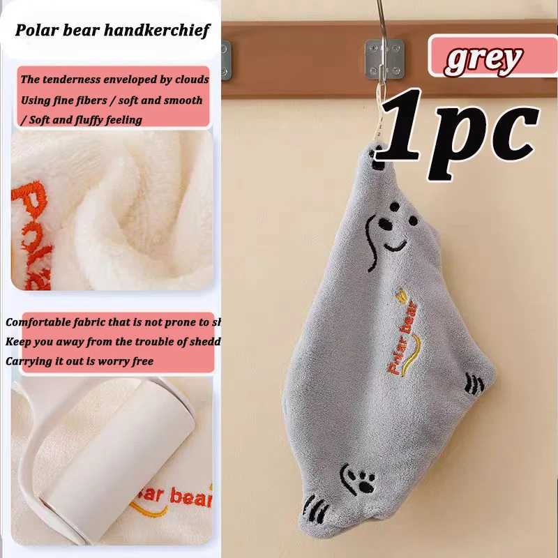 1/2PC Polar Bear Hand Wiping Towel Super Absorbent Soft Hanging Kitchen Towel Family Essential Coral Thicken Cartoon Hand Towel C251210