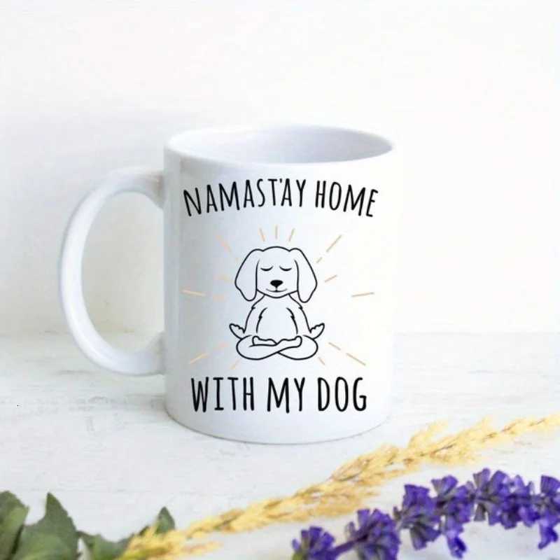 1 Namastay Home with My Dog Ceramic Mug - Insulated coffee mug with meditating dog pattern yoga and meditation theme can be C251210