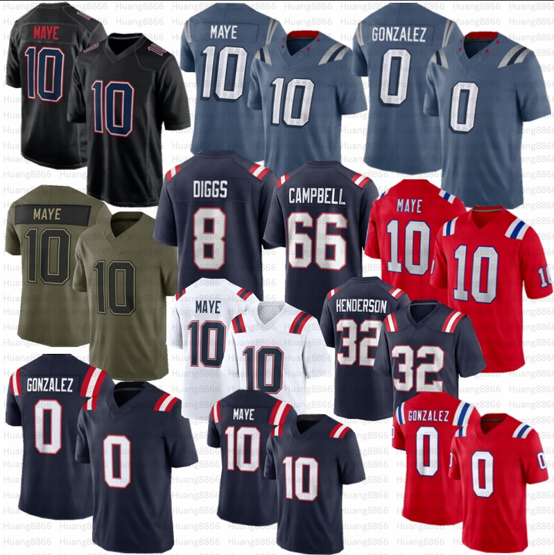 2025 New TreVeyon Henderson Drake Maye Stefon Diggs Christian Gonzalez Football Jersey Stevenson Bailey Zappe Tom Brady Will Campbell