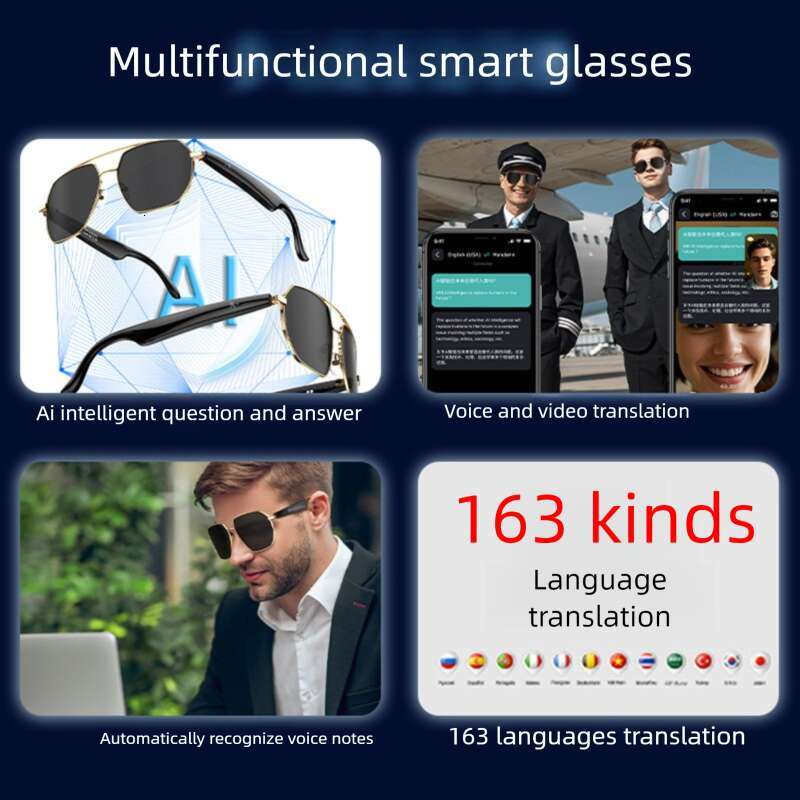 Famous Brand New AI designer Sunglasses Bluetooth Audio Smart High End Sports Style Sunglasses Business Call Music Glasses