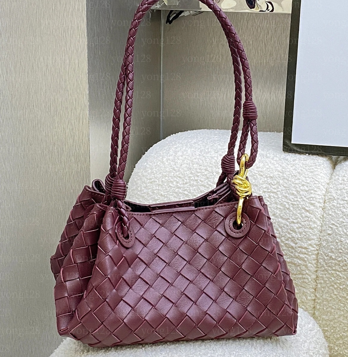 Woven Texture Bucket Bag Stylish Soft Tote Women Trendy Crossbody Single Shoulder Chic Handbag y19 117